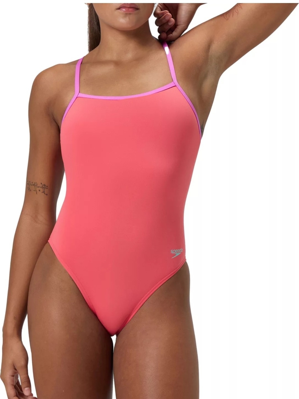 Speedo Vibe Collection In Coral Sands One-Piece Swimsuit